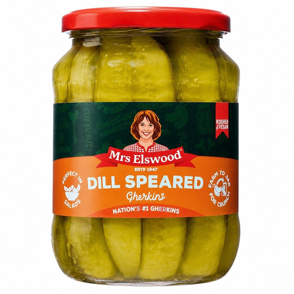 Mrs Elswood Dill Speared Gherkins 670g (360g*)