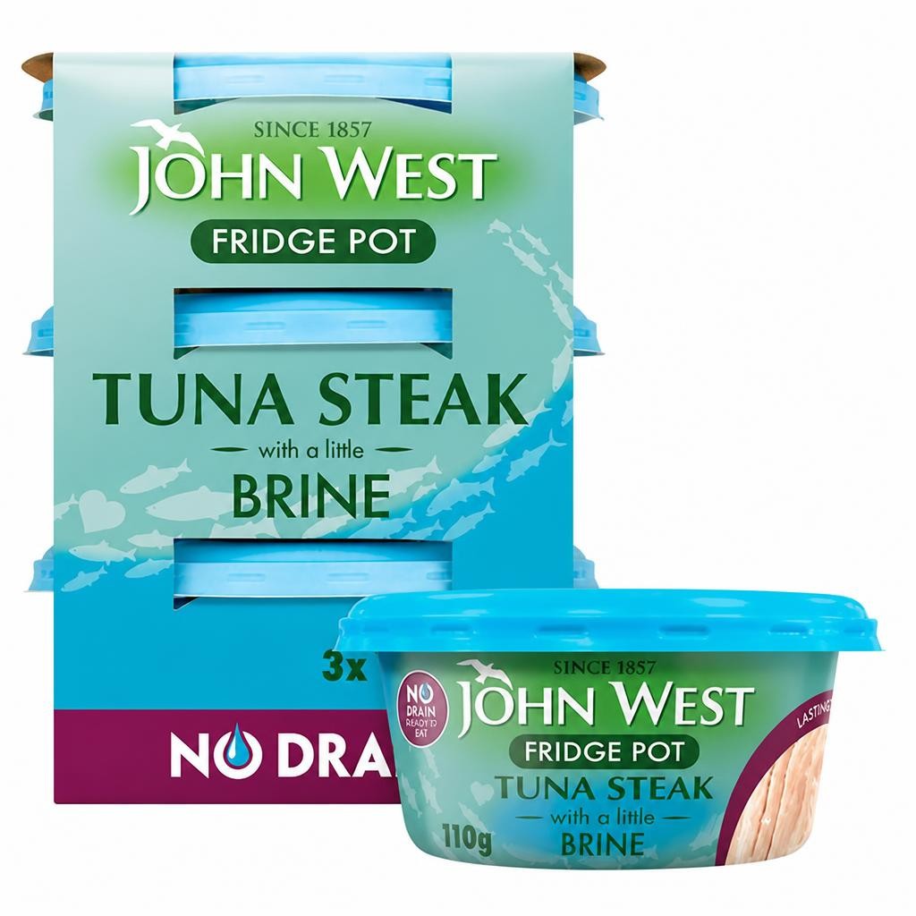 John West No Drain Fridge Pot Tuna Steak with a Little Brine 3x110g