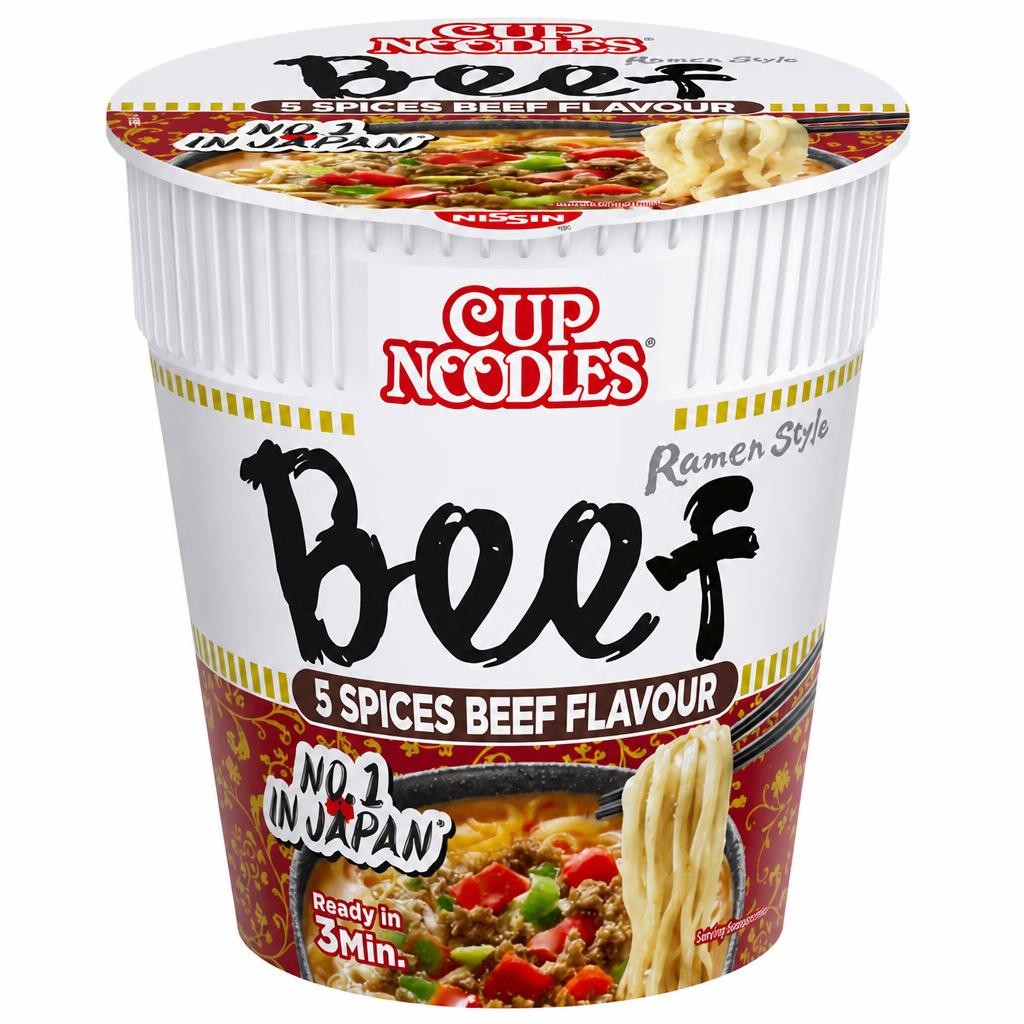 Nissin Cup Noodles 5 Spices Beef Flavour Instant Ramen Style Pot 64g