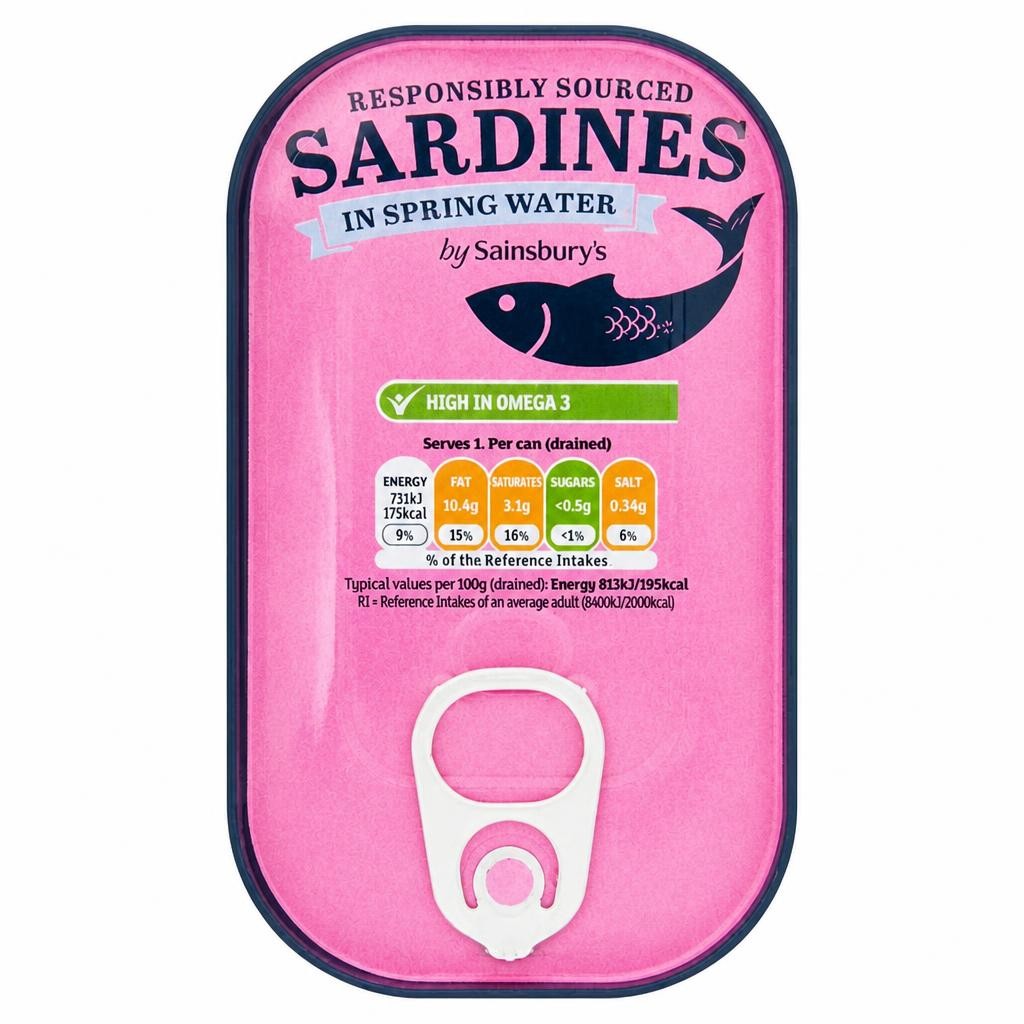 Sainsbury's Sardines in Spring Water 120g (90g*)