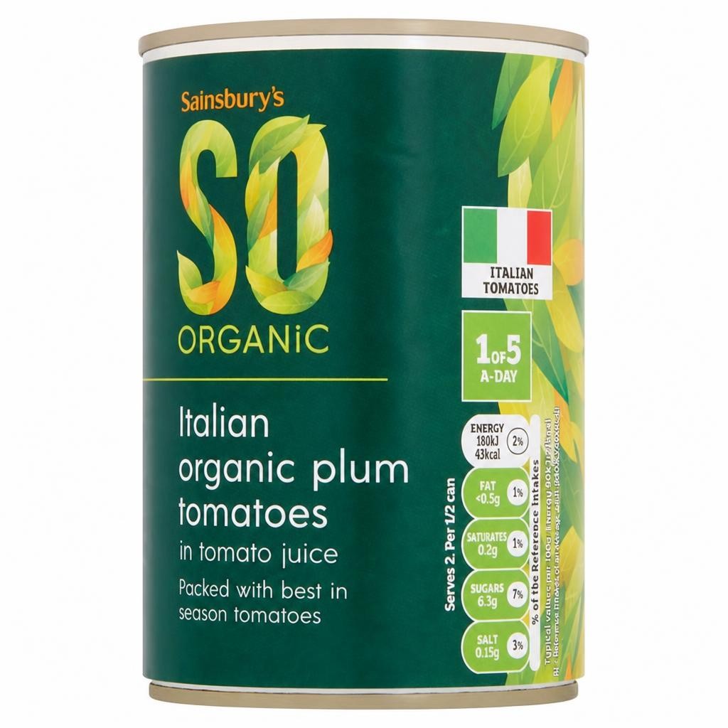 Sainsbury's SO Organic Italian Organic Plum Tomatoes in Tomato Juice 400g