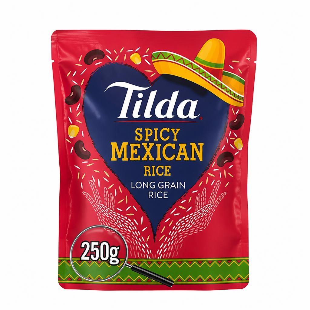 Tilda Microwave Rice Spicy Mexican Long Grain 250g