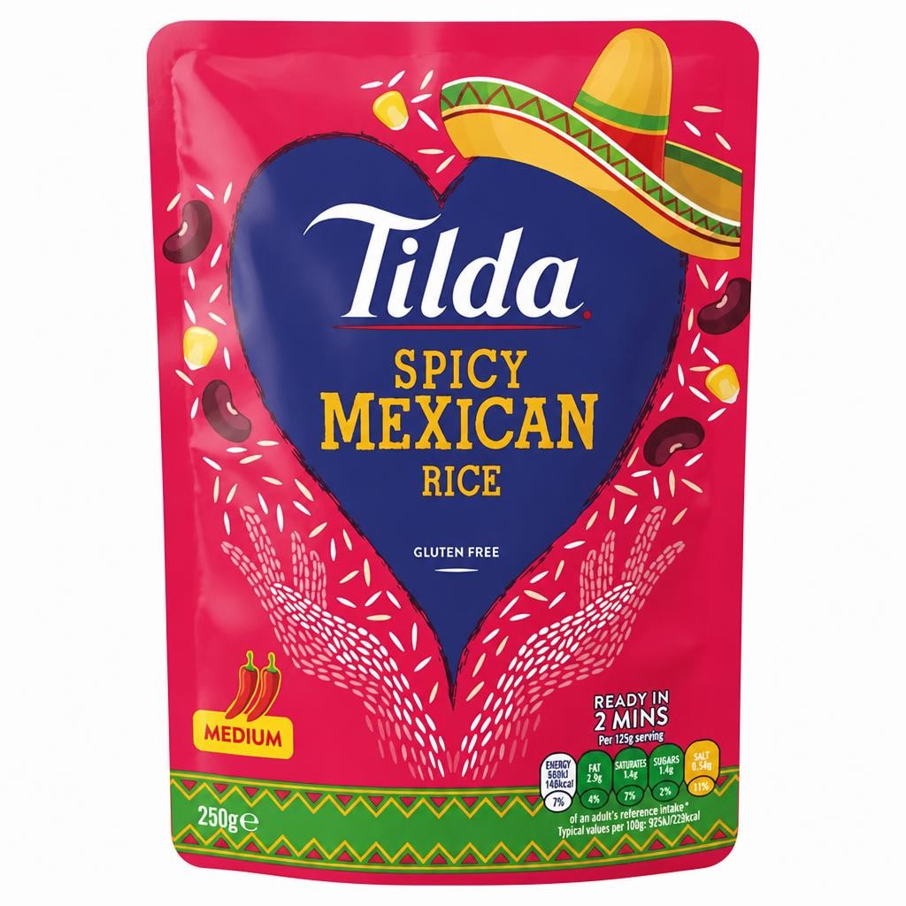 Tilda Microwave Rice Spicy Mexican Long Grain 250g