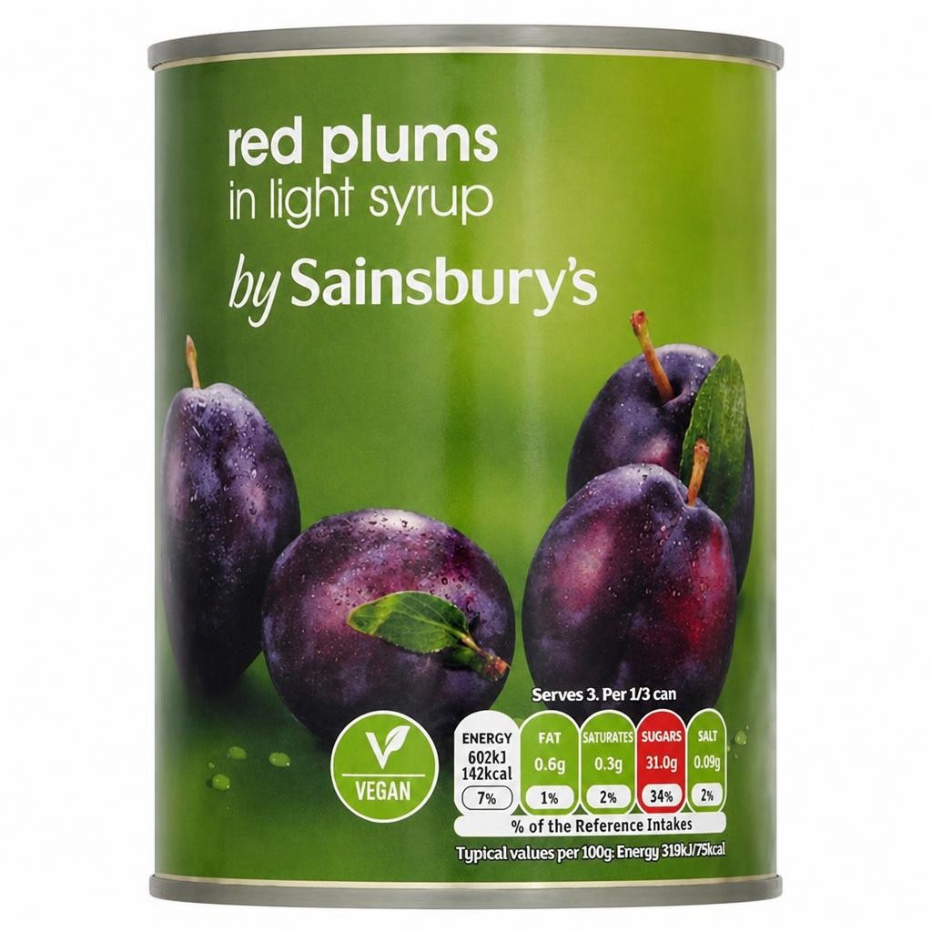 Sainsbury's Red Plums in Light Syrup 567g