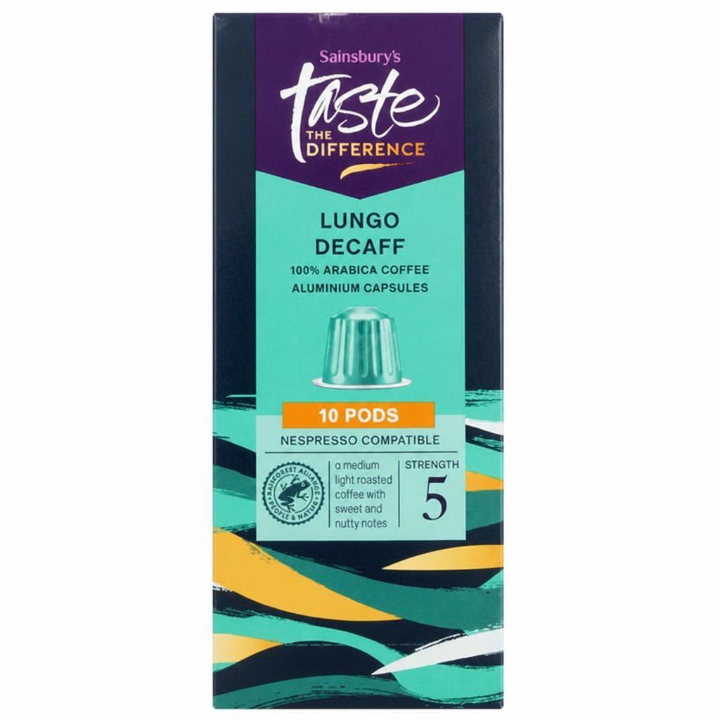 Sainsbury's Lungo Decaff Pods, Taste the Difference x10 52g