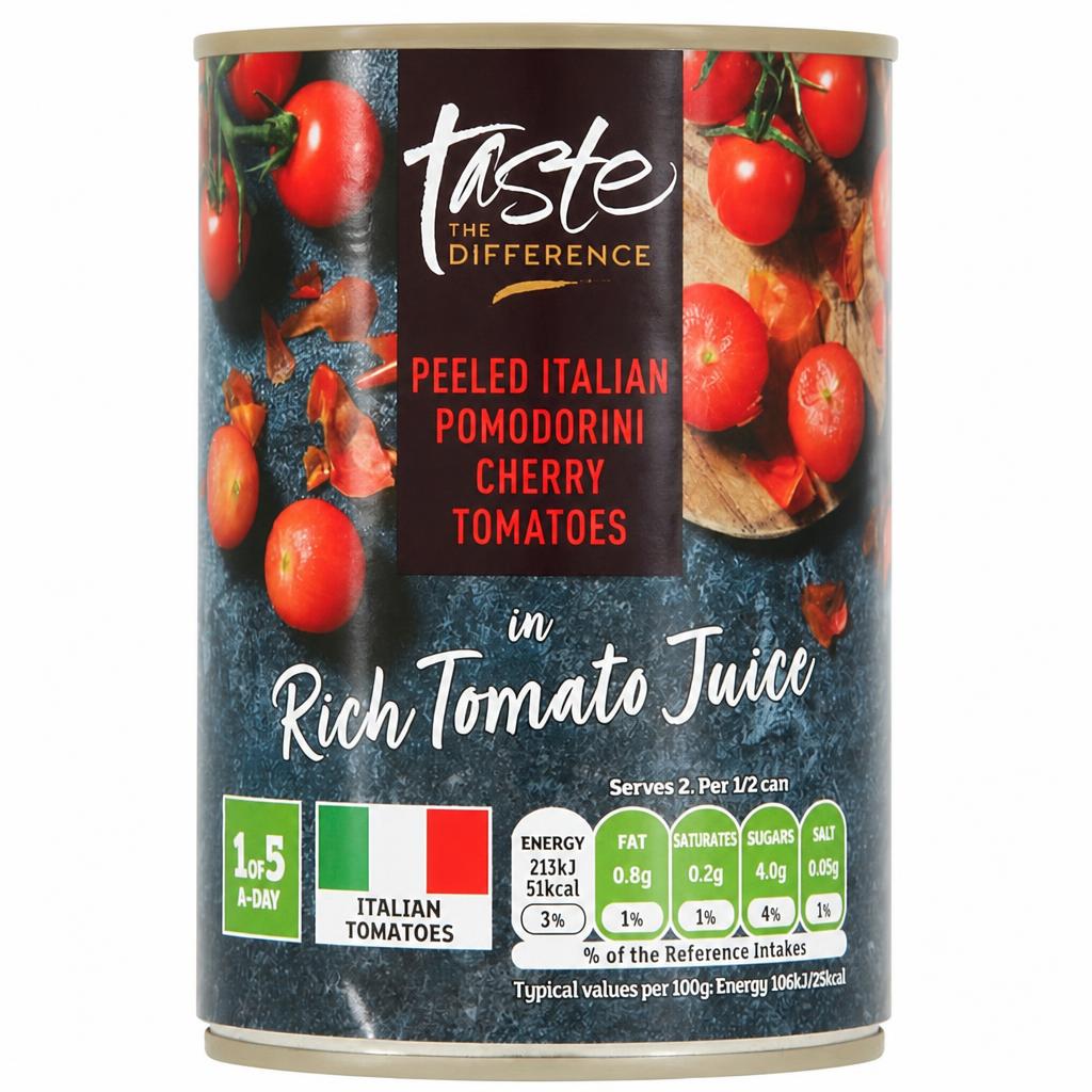 Sainsbury's Peeled Italian Datterini Baby plum Tomatoes in rich tomato juice, Taste the Difference 400g