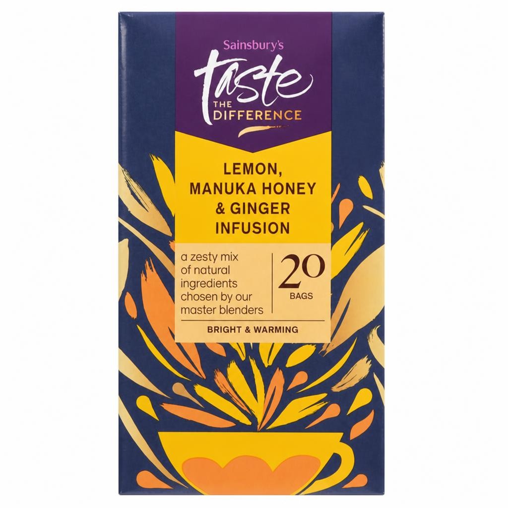 Sainsbury's Lemon, Manuka Honey & Ginger Infusion Bags, Taste the Difference x20 40g