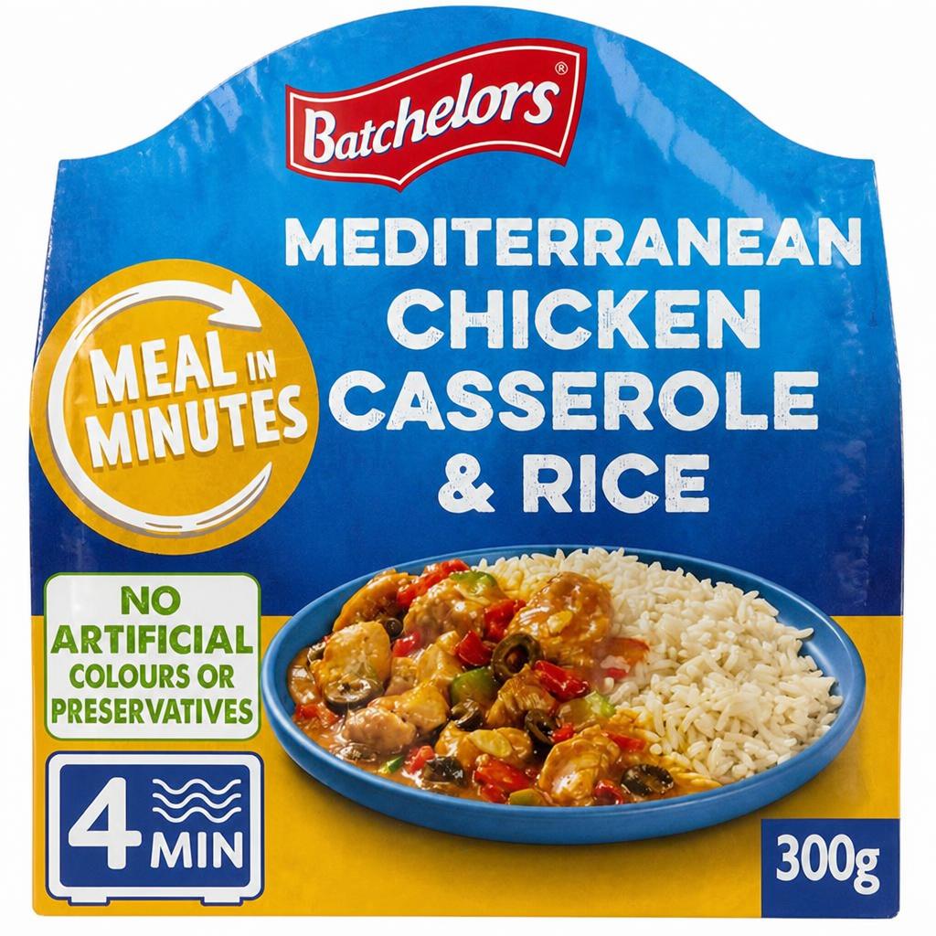 Batchelors Meals in Minutes Mediterranean Chicken Casserole & Rice Microwave Ready Meal 300g