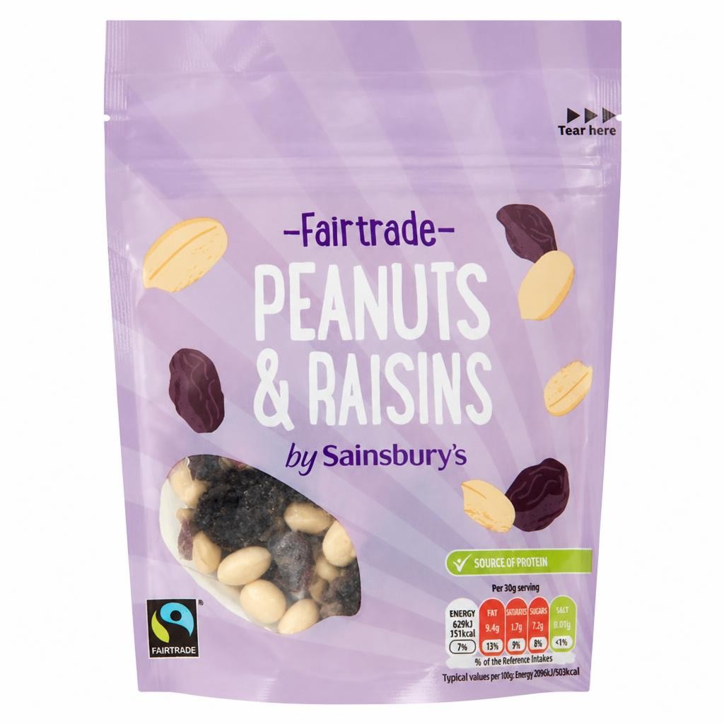Sainsbury's Fairtrade Peanuts & Raisins 100g