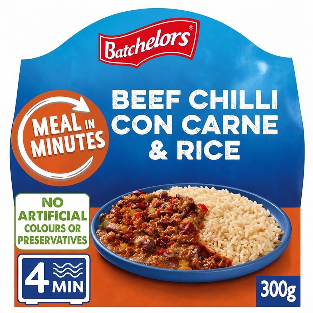 Batchelors Meals in Minutes Beef Chilli Con Carne & Rice Microwave Ready Meal 300g