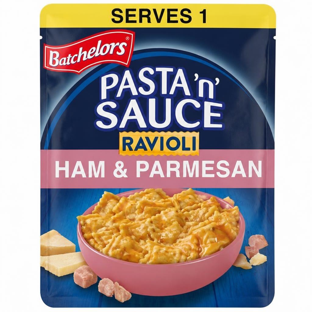 Batchelors Pasta N Sauce Ravioli Microwave Ready Meal Ham & Parmesan 300g