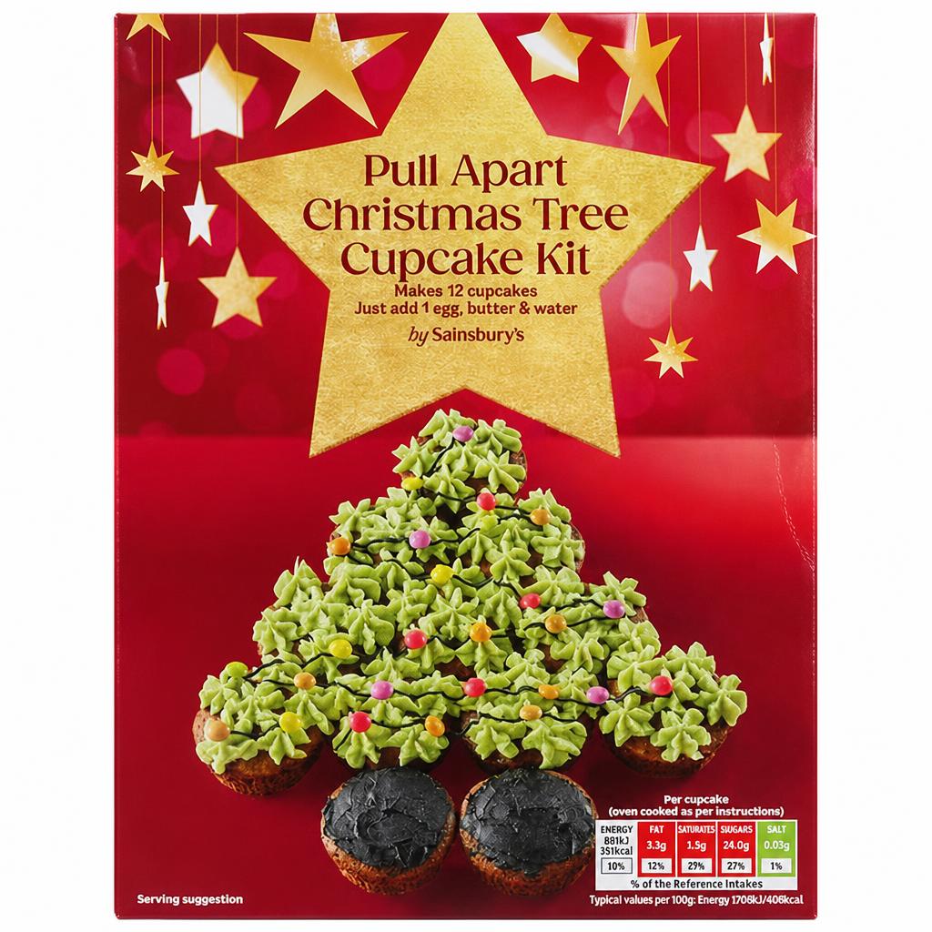 Sainsburys Pull Apart Christmas Tree Cupcake Kit 409g