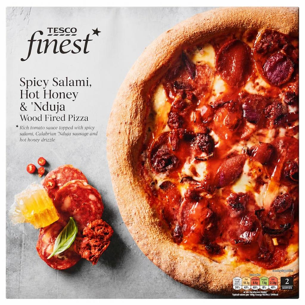 Tesco Finest Salami 'Nduja with hot Honey Sauce Pizza 440g