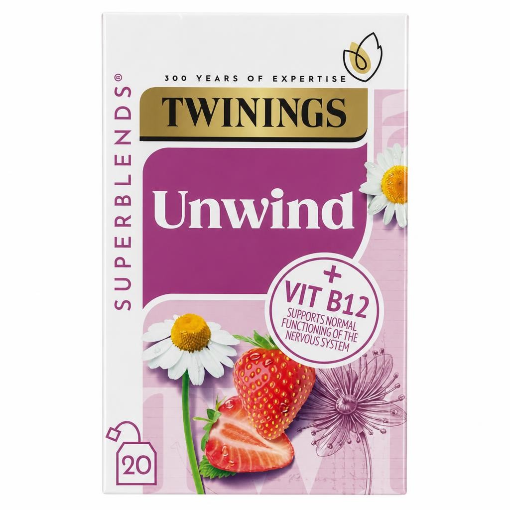 Twinings Superblends Time to Unwind Strawberry & Camomile with Limeflower Tea Bags x20 36g