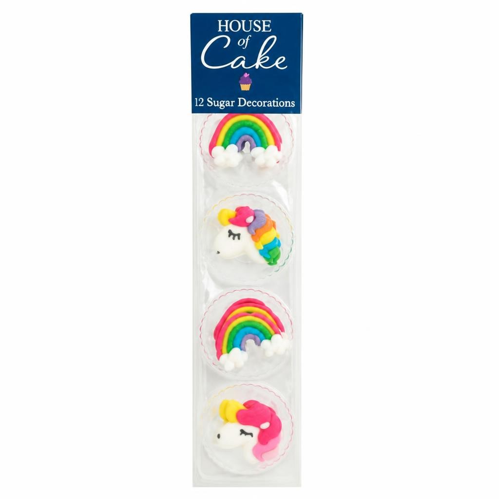 House of Cake Unicorn & Rainbow Cake Decorations x12