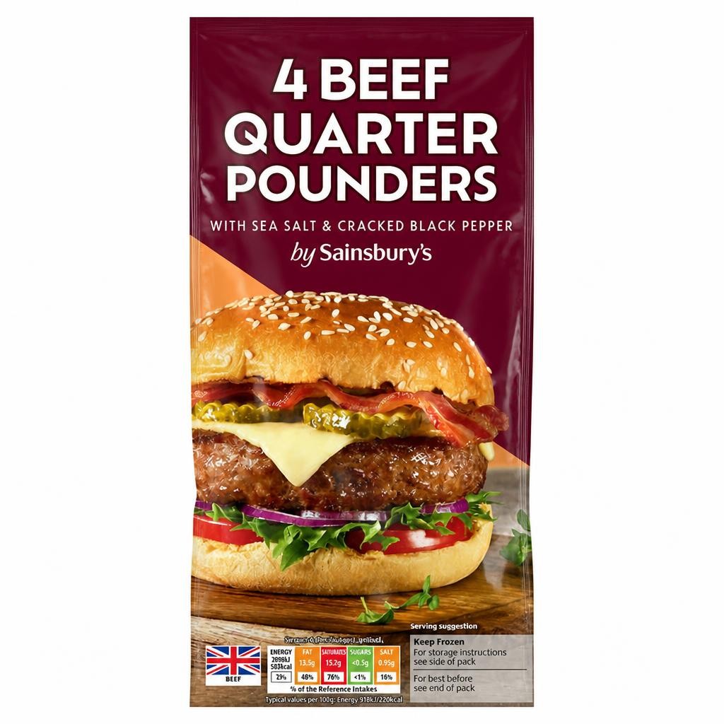 Sainsbury's Beef Quarter Pounders x4 454g