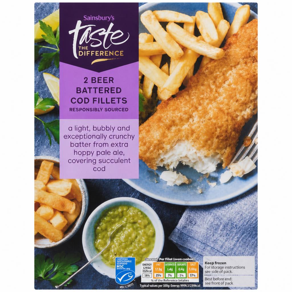 Sainsbury's Beer Battered Cod, Taste the Difference 300g