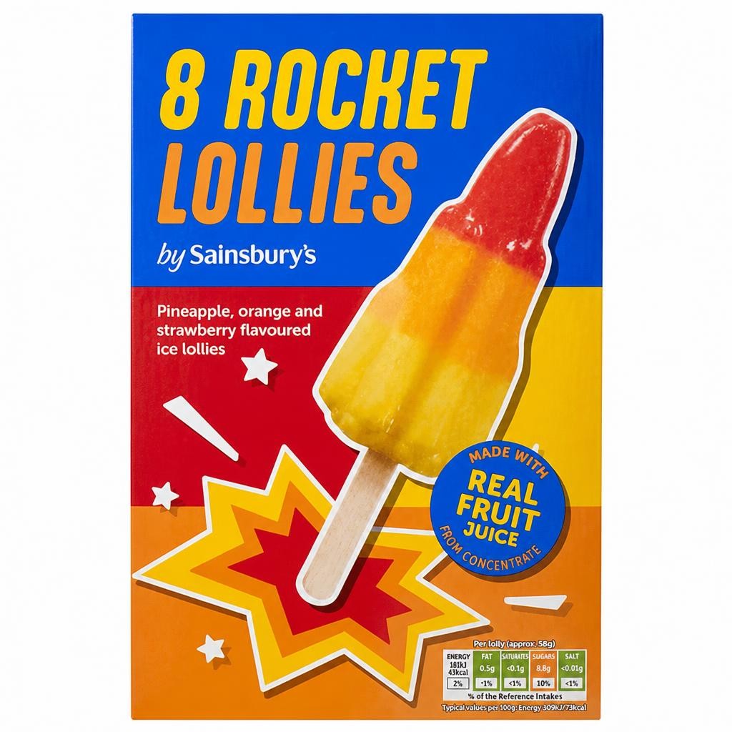 Sainsbury's Rocket Ice Lollies x8 464ml