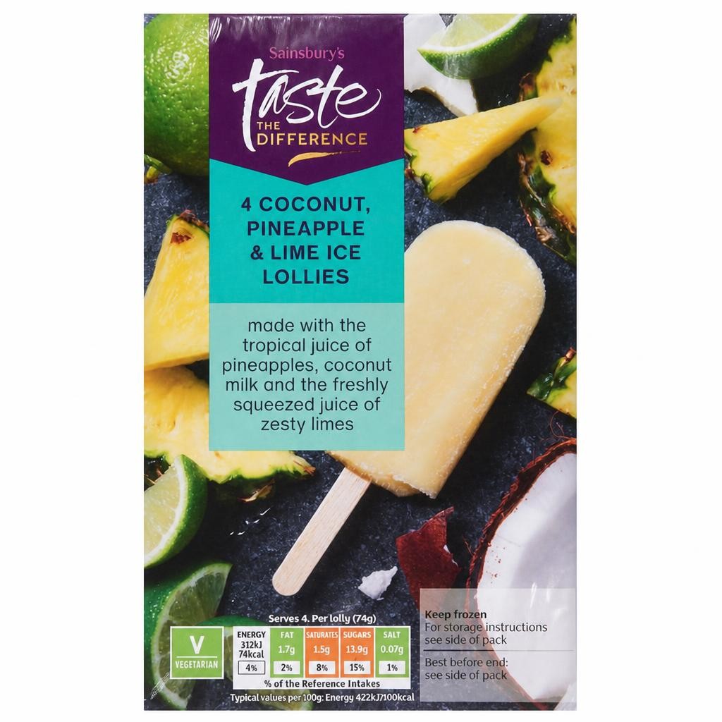 Sainsbury's Pineapple, Coconut & Lime Lollies, Taste the Difference x4
