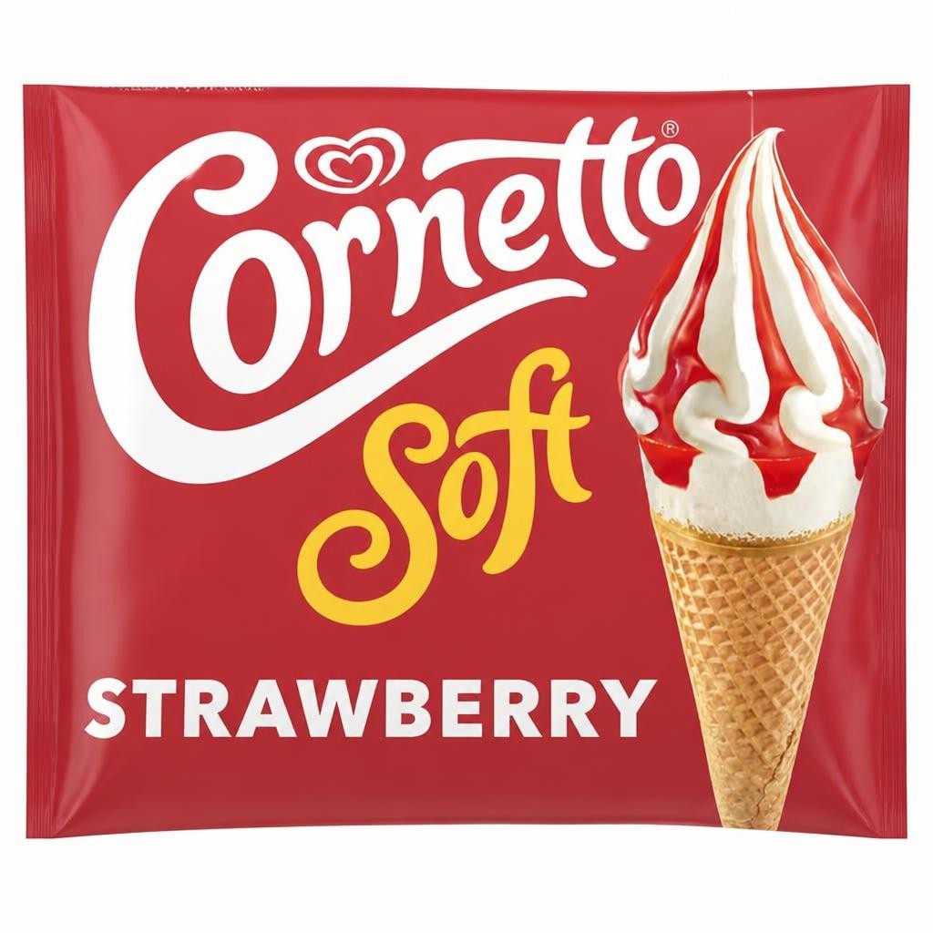 Cornetto 4 x 140ml Soft Strawberry & Vanilla Ice Cream Cones