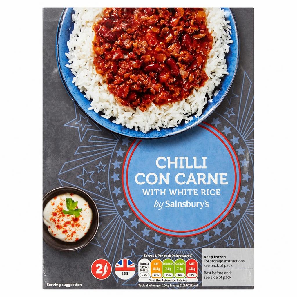 Sainsbury's Chilli Con Carne & White Rice Ready Meal For 1 400g