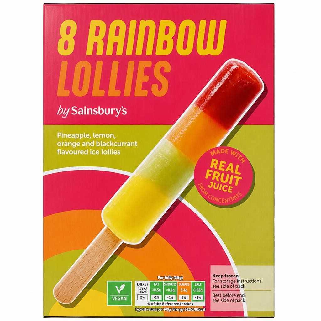 Sainsbury's Rainbow Lollies 8x304ml