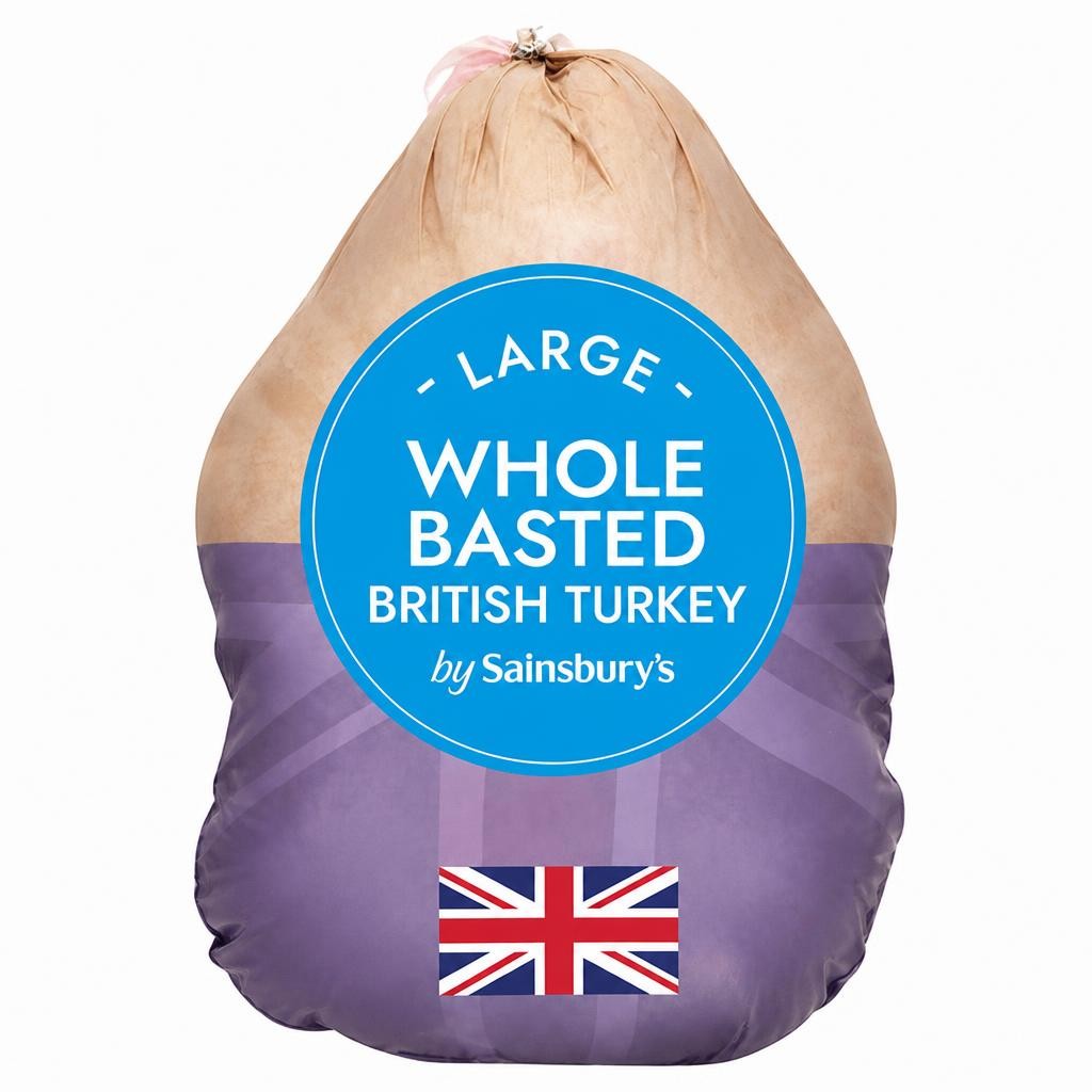 Sainsbury's Large Frozen British Whole Basted Turkey 5.3-6.9kg