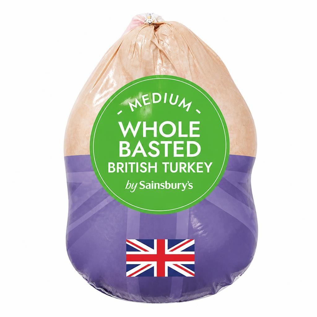 Sainsbury's Medium Frozen British Whole Basted Turkey 3.9-5.2kg