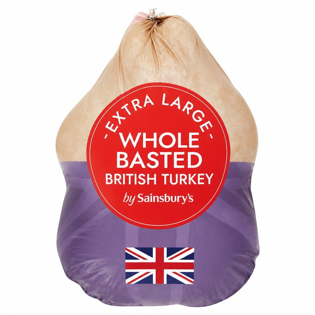 Sainsbury's Extra Large Frozen British Whole Basted Turkey 7-8.8kg
