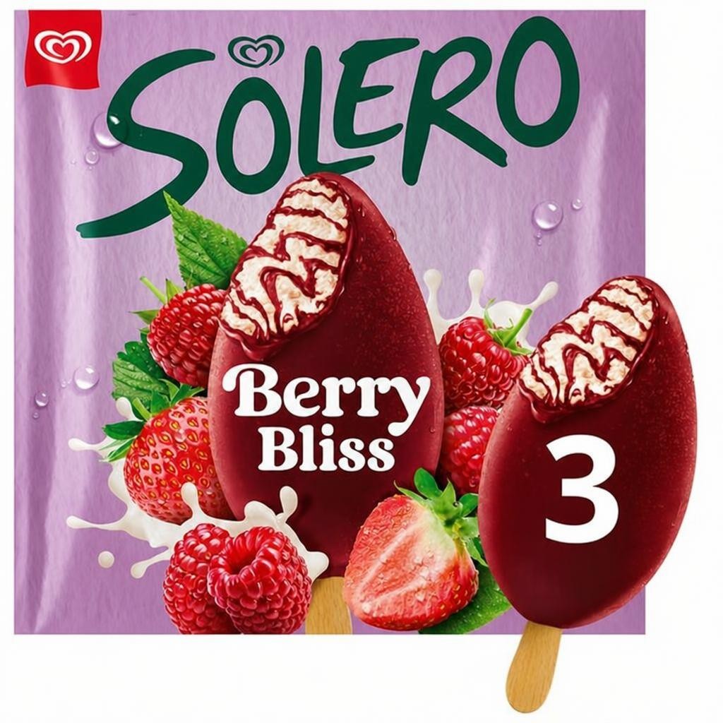 Solero 3 x 90ml Berry Bliss Ice Cream Lollies