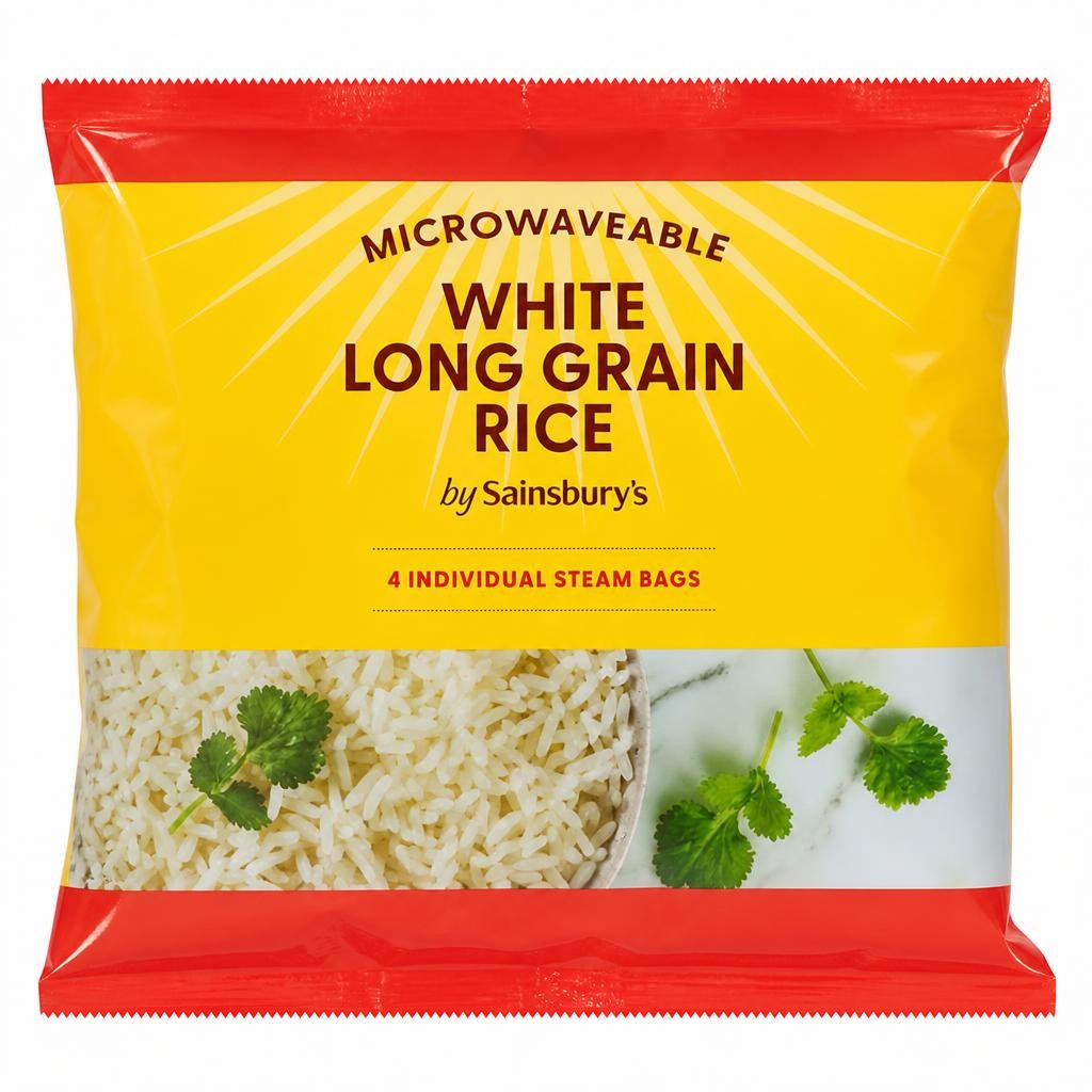 Sainsbury's White Rice Microwavable Bags 4 x 200g