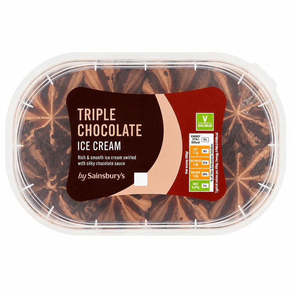 Sainsbury's Triple Chocolate Ice Cream 900ml