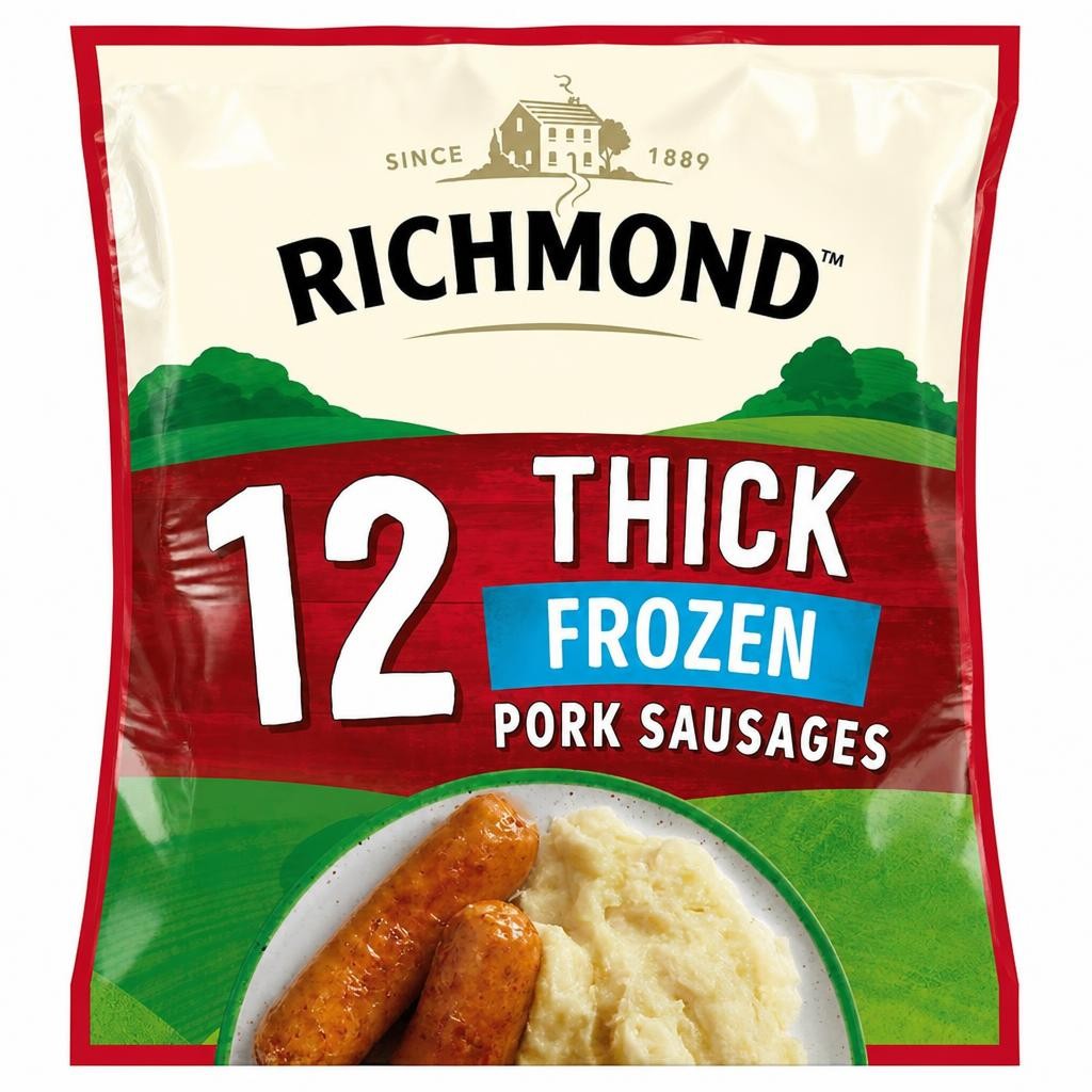 Richmond Thick Frozen Pork Sausages x12 516g
