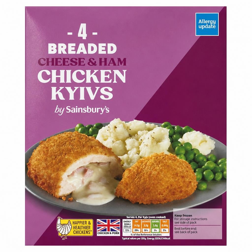Sainsbury's Breaded Cheese & Ham Chicken Kyivs x4 490g