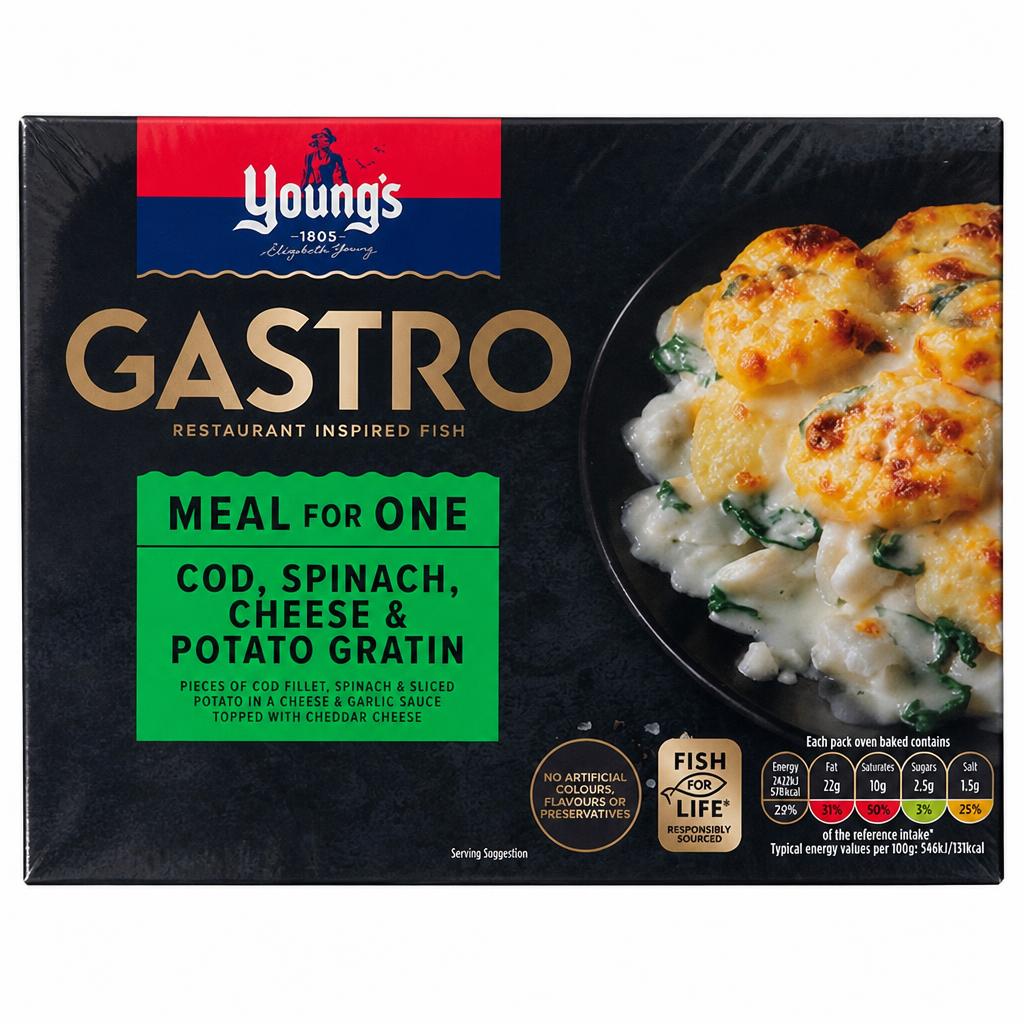 Young's Gastro Cod, Spinach & Cheese Gratin 360g