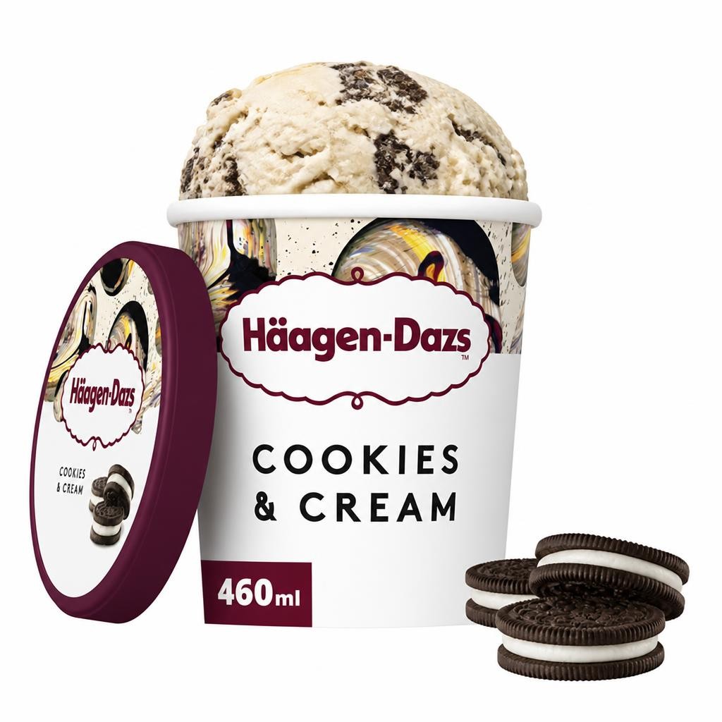 Haagen-Dazs Cookies & Cream Ice Cream Frozen Dessert Tub 460ml