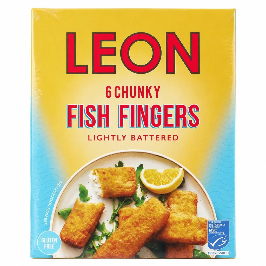 LEON Chunky Fish Fingers Lightly Battered x6 390g