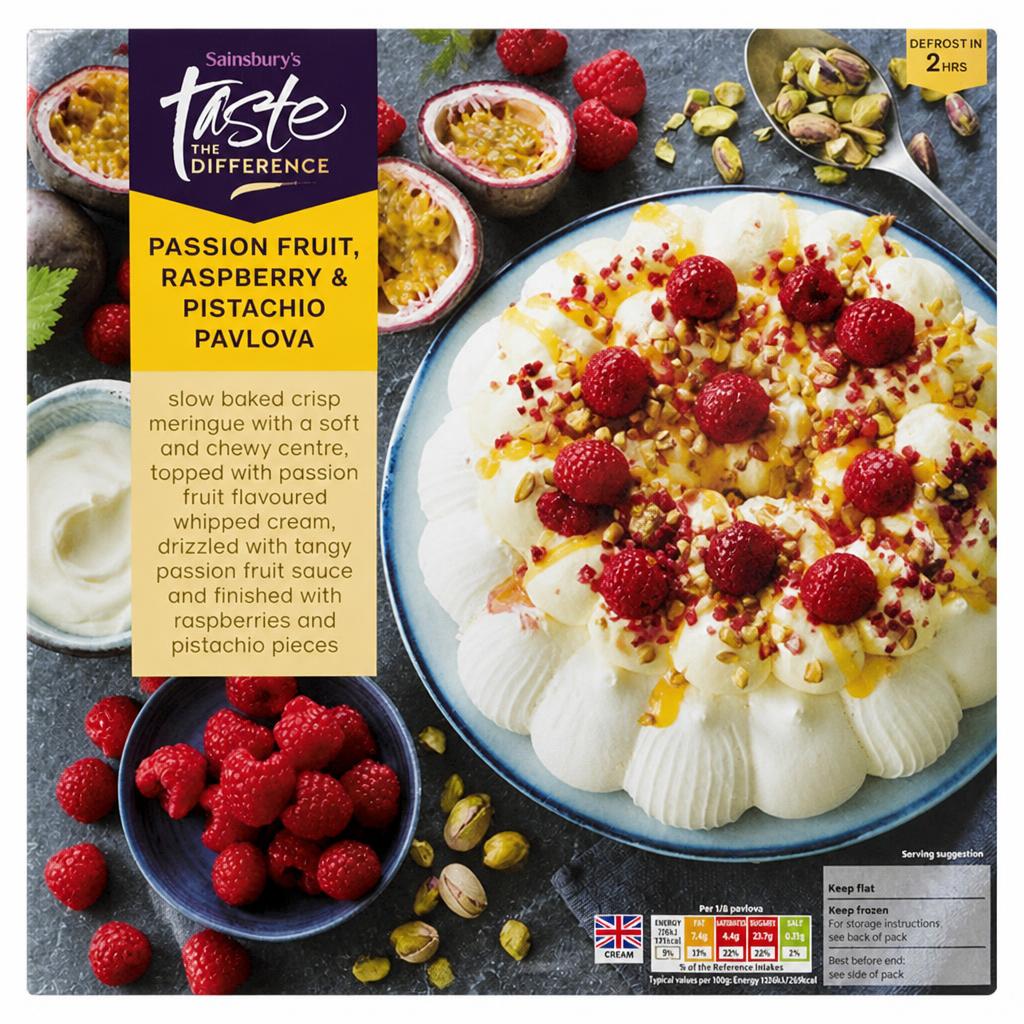 Sainsbury's Passion Fruit, Raspberry & Pistachio Perfect Pavlova, Taste the Difference 460g