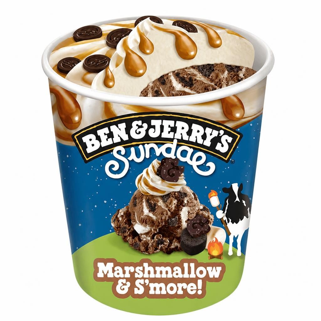 Ben & Jerry's 427ml Sundae Marshmallow & S'more Chocolate Ice Cream Tub