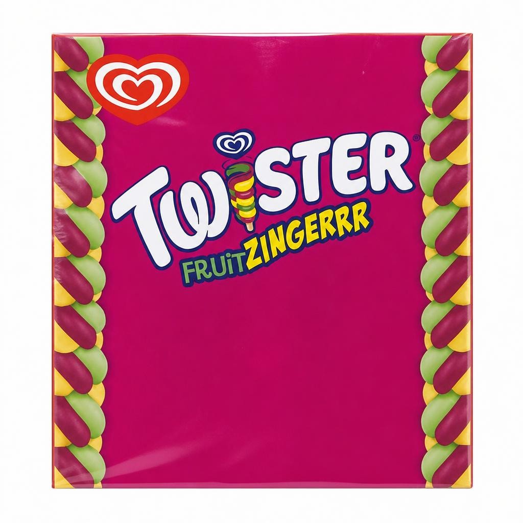 Wall's Twister Fruit Zingerrr Lemon Apple & Blueberry Flavoured Fruit Ice Lollies 4x70ml