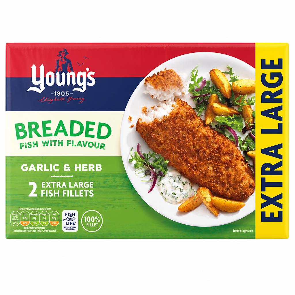 Young's Garlic & Herb Extra Large Fish Fillets x2 300g