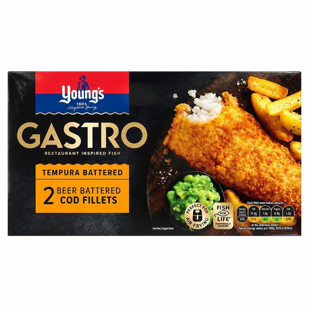 Young's Gastro Tempura Beer Battered Cod Fillets x2 270g