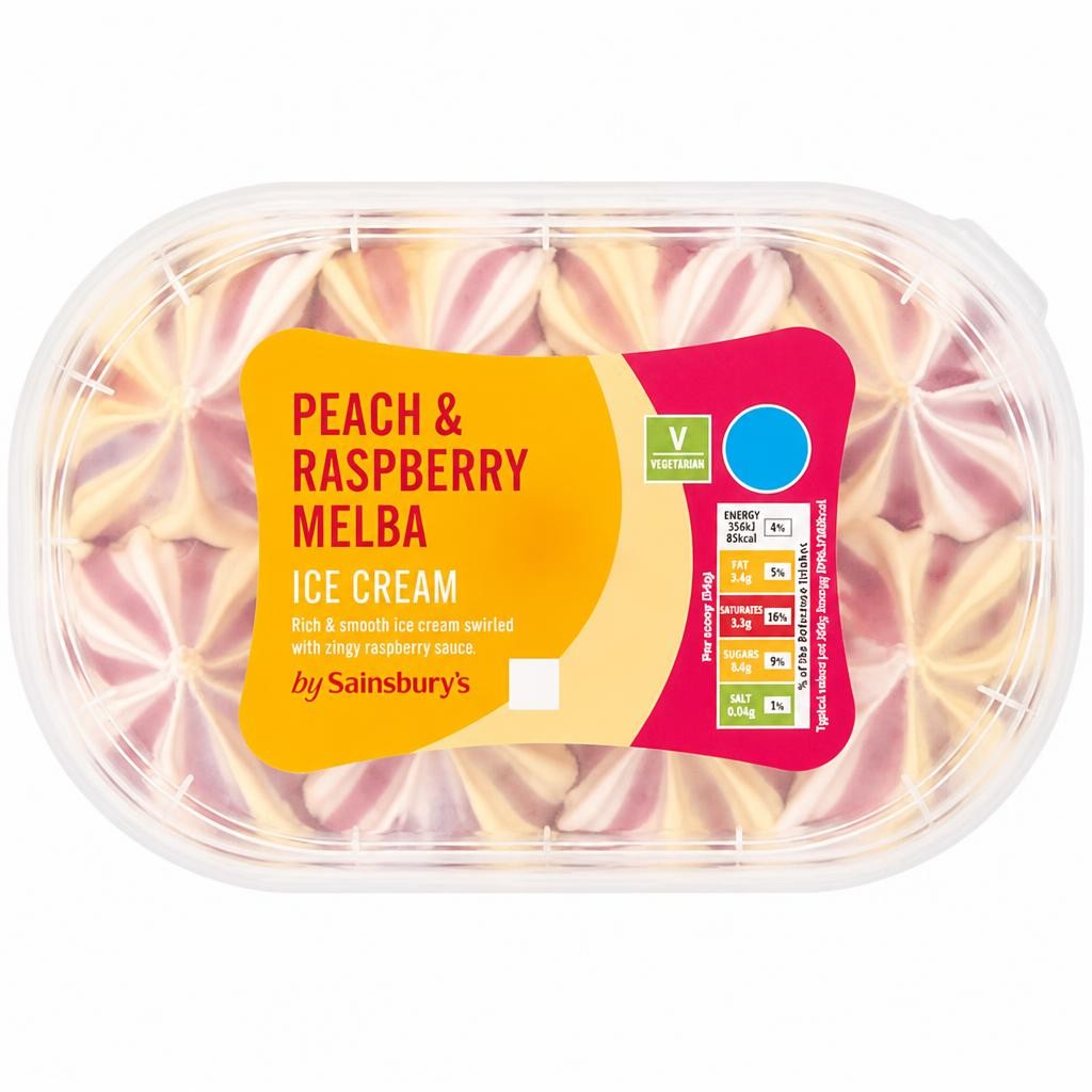 Sainsbury's Raspberry & Peach Melba Ice Cream 900ml