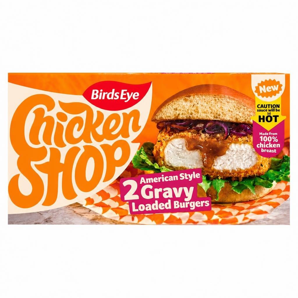 Birds Eye Chicken Shop American Style Gravy Loaded Burgers x2 250g