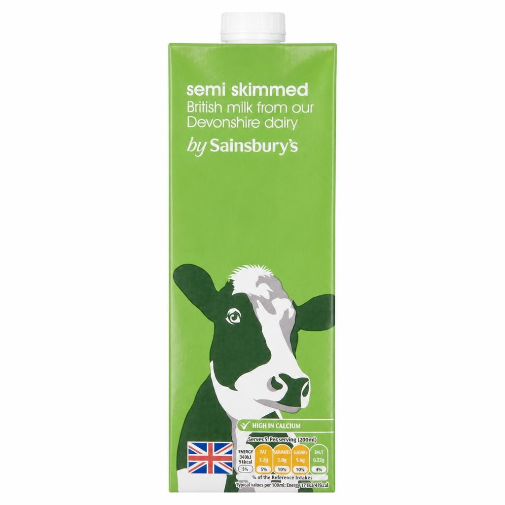 Sainsbury's 1L Semi Skimmed British Long Life Milk