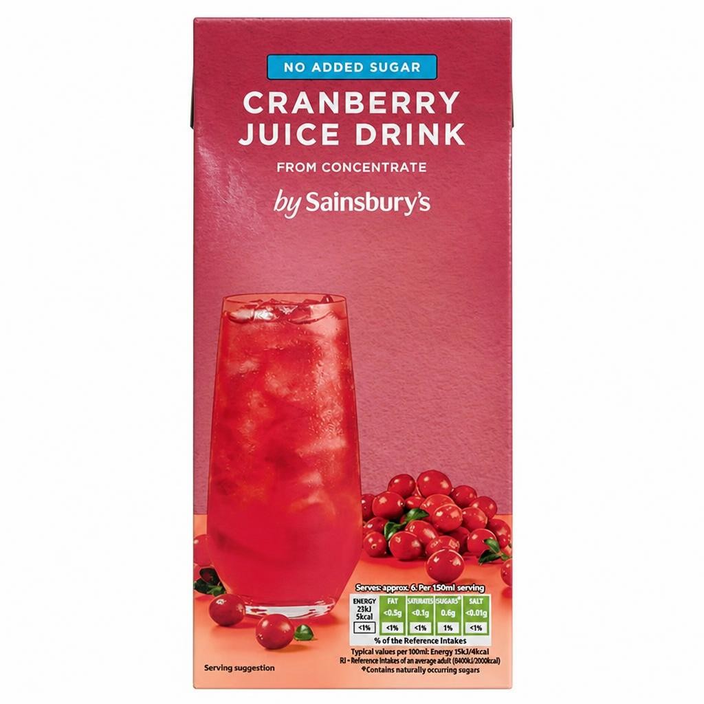 Sainsbury's Cranberry Juice Drink, No Added Sugar 1L
