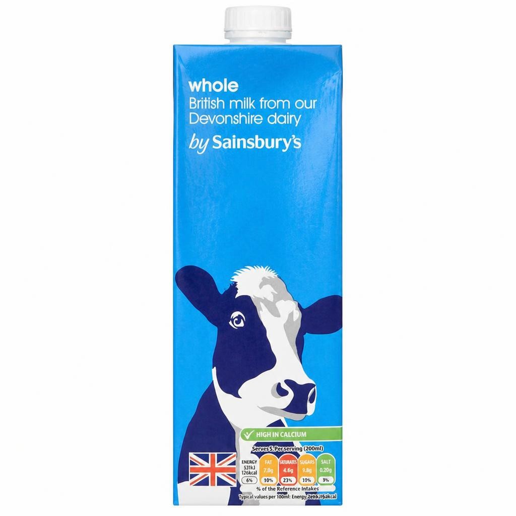 Sainsbury's 1L Whole British Long Life Milk