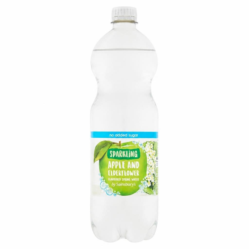 Sainsbury's Bottled No Added Sugar Sparkling Apple & Elderflower Flavoured Spring Water 1L