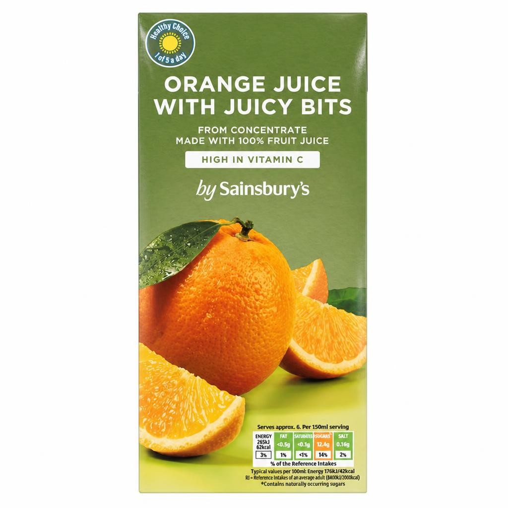 Sainsbury's Pure Orange Juice With Bits 1L