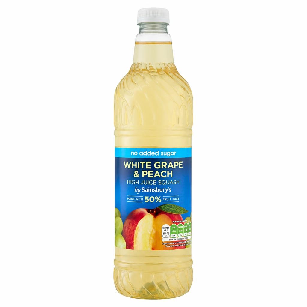 Sainsbury's High Juice Squash White Grape & Peach, No added Sugar 1L